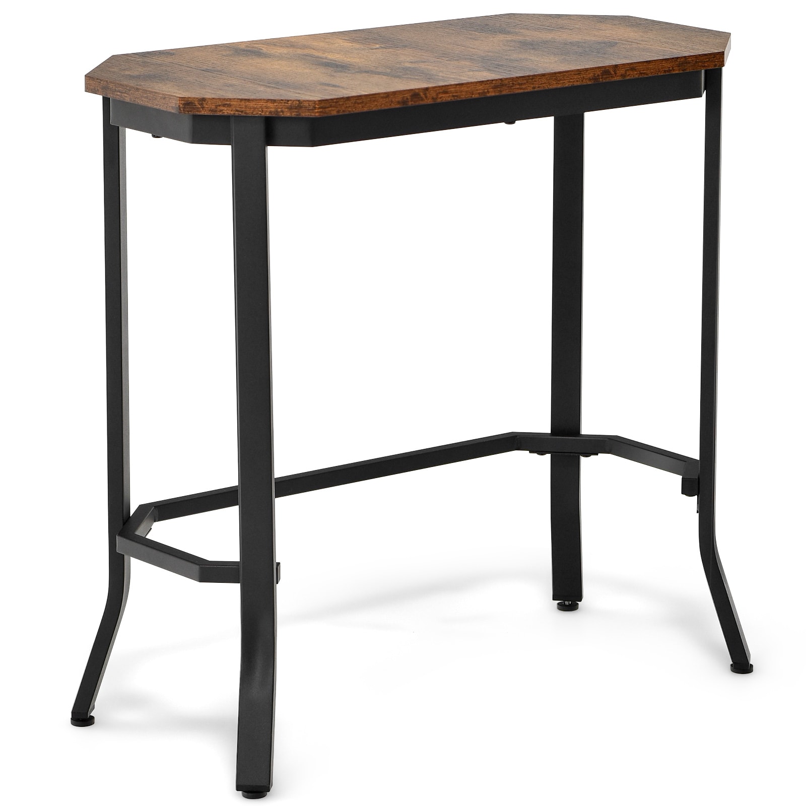 Slickblue Rustic 25.5W x 24.5H Brown Engineered Wood Octagonal Narrow End Table with Stable Steel Frame for Sofa Side or Bedside - Assembly Required - Image 6