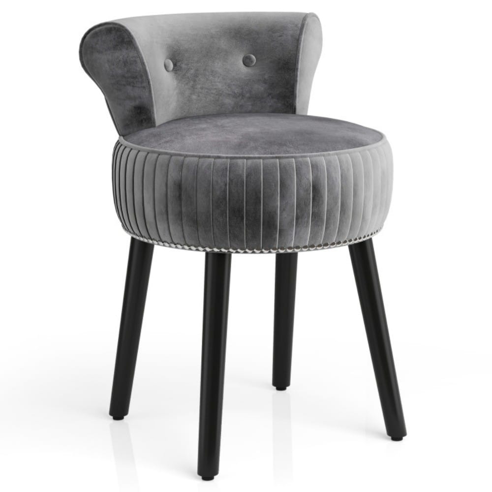 Fenbeli Velvet Vanity Chair with Tufted Low Backrest Solid Wood Legs and Padded Cushion for Bedroom Makeup Desk - Image 5