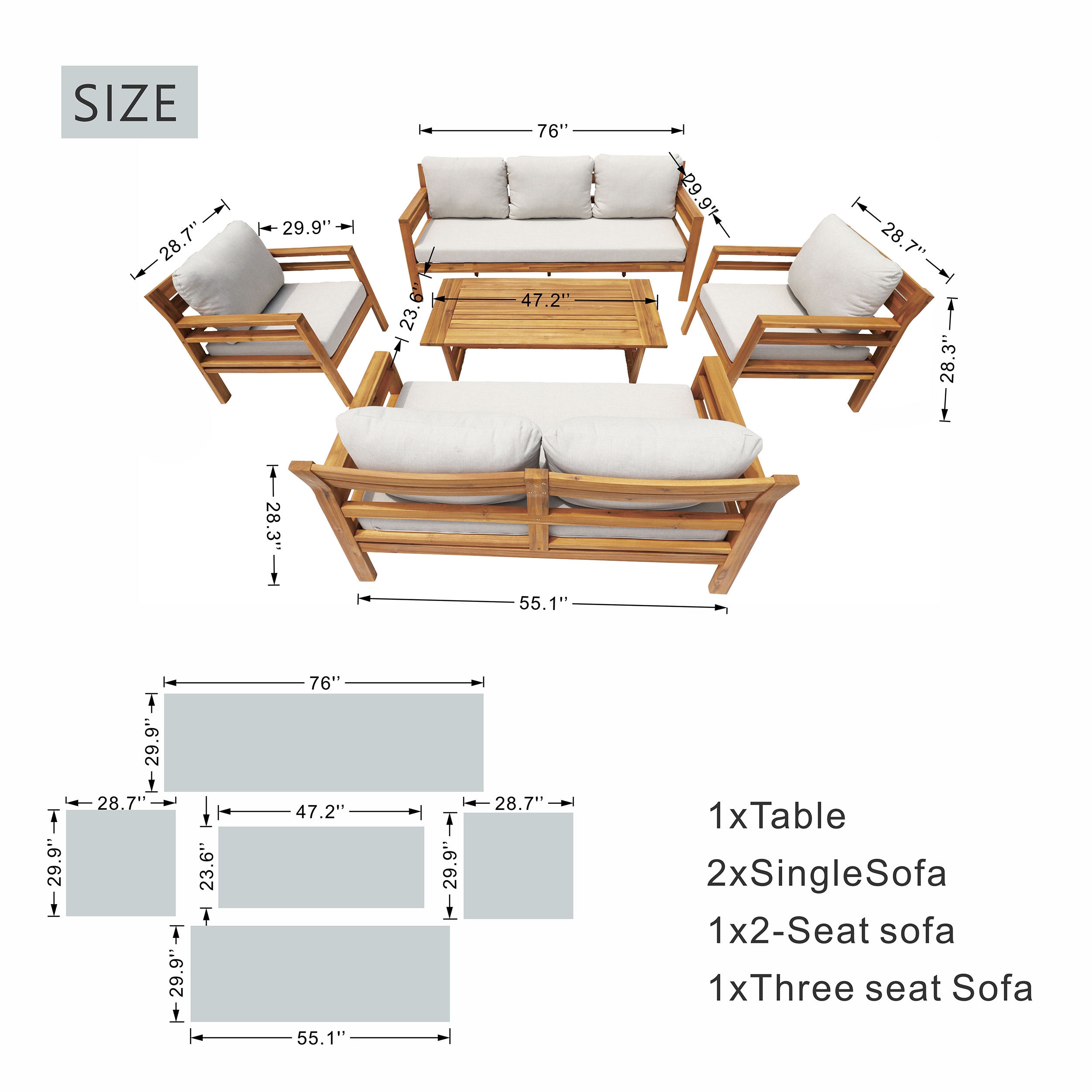 Moda Furnishings Belle 5 -Piece Beige Patio Conversation Set - Image 9