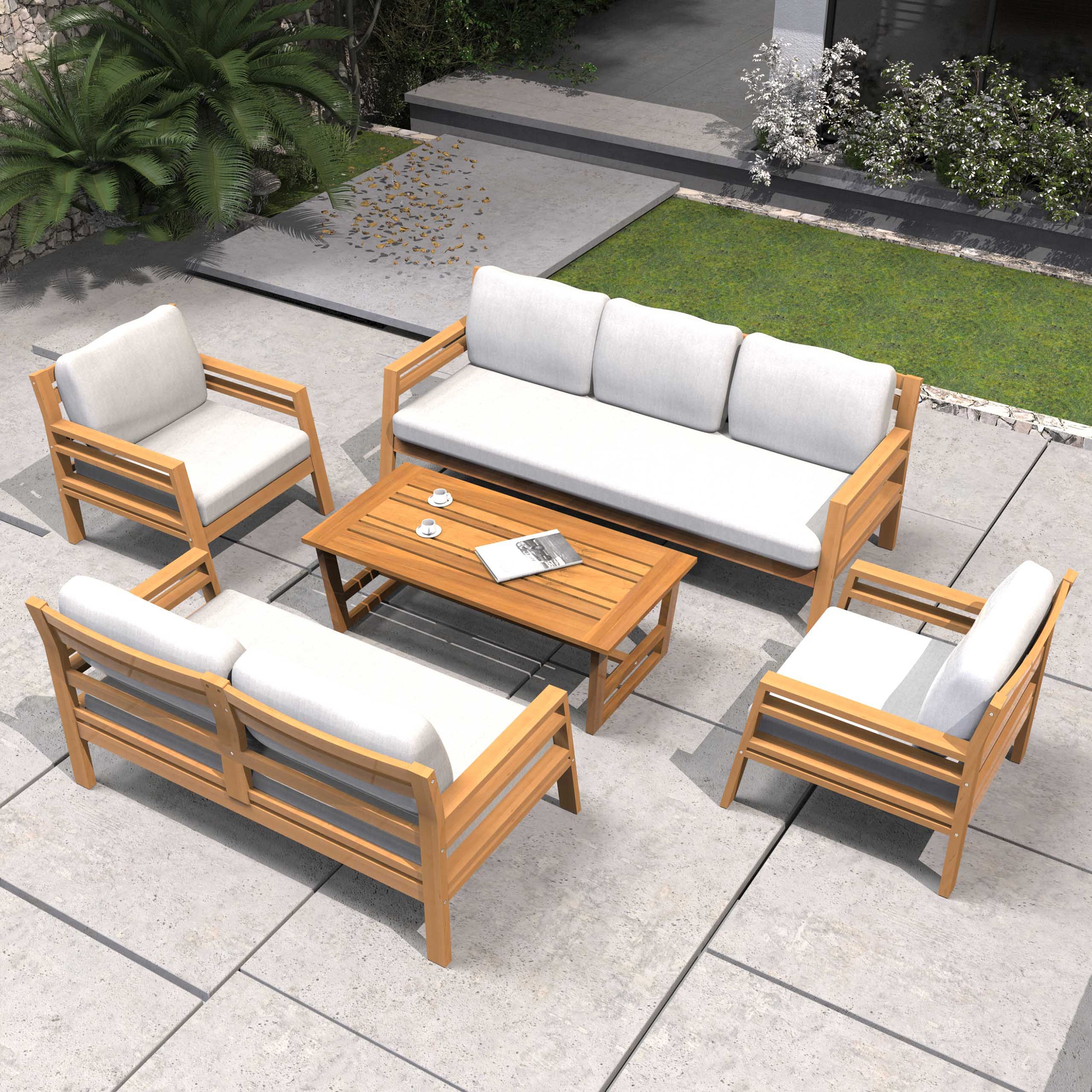 Moda Furnishings Belle 5 -Piece Beige Patio Conversation Set - Image 3