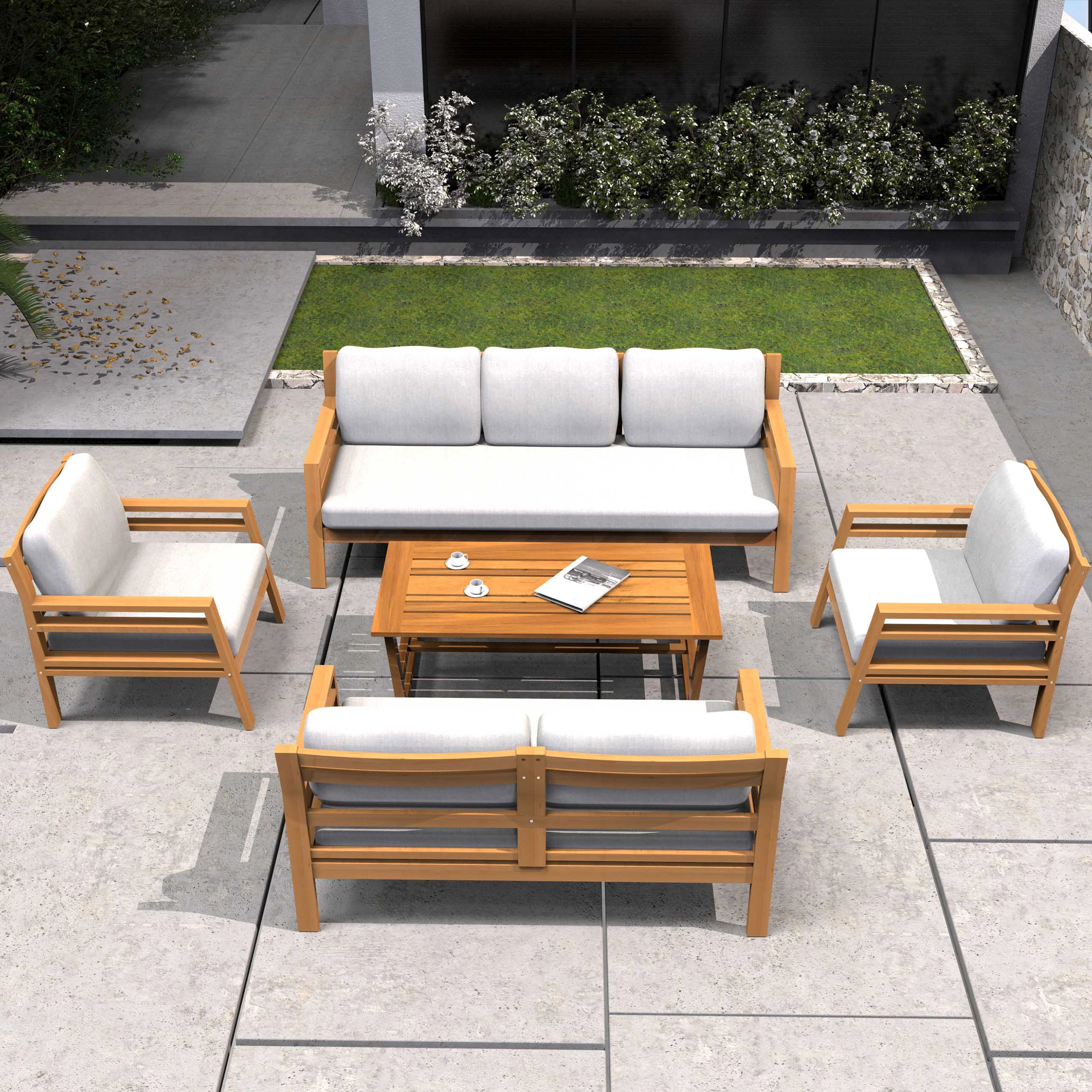 Moda Furnishings Belle 5 -Piece Beige Patio Conversation Set - Image 2