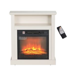 Bybafun 26.7-in W White(Assembly Required) Free standing Fan-forced Corner or Flat Wall Electric Fireplace with Remote Control Included