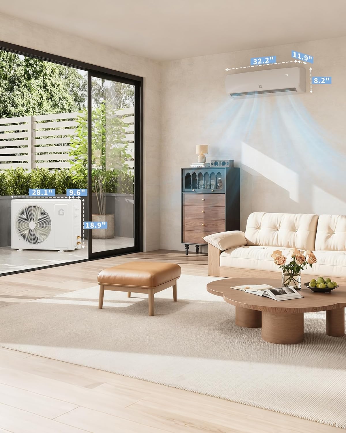 Garvee Ductless Mini Split 19 SEER2 9000 BTU AC Heat Pump for 450 SqFt 230V Ultra Quiet Inverter Air Conditioner System - Image 5