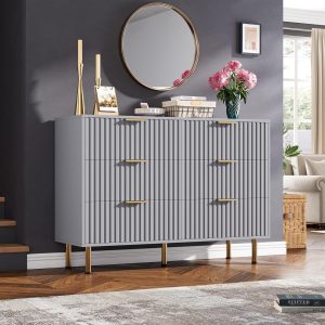 Garvee Chest of Drawers 3-Drawer Storage Cabinet Gray Compact and Modern Organizer Durable Ideal for Bedroom Living Room