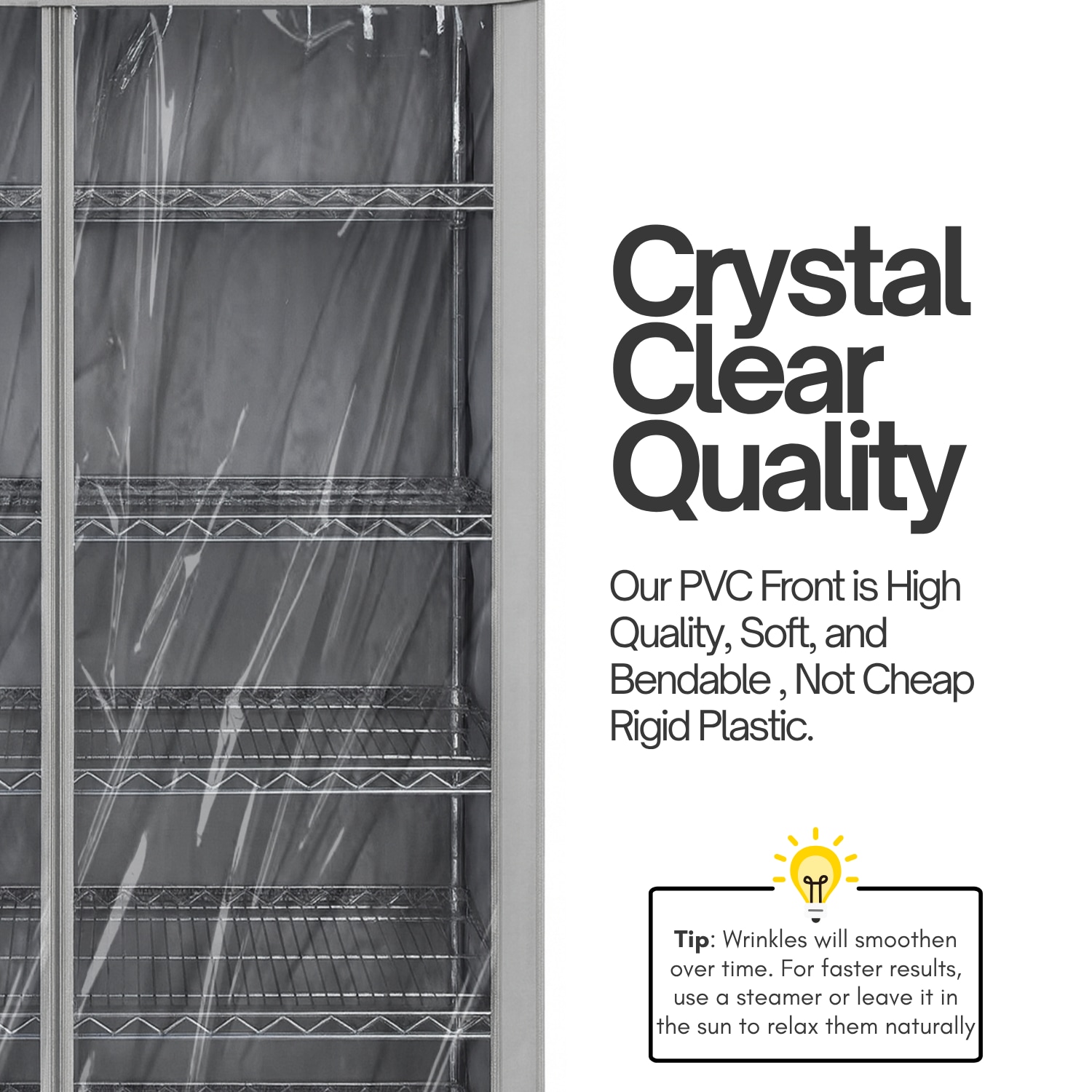 Formosa Covers Storage Shelving Unit Cover Fits 36 in W x 18 in D x 72 in H Rack One Side Clear Panel in Grey - Image 3
