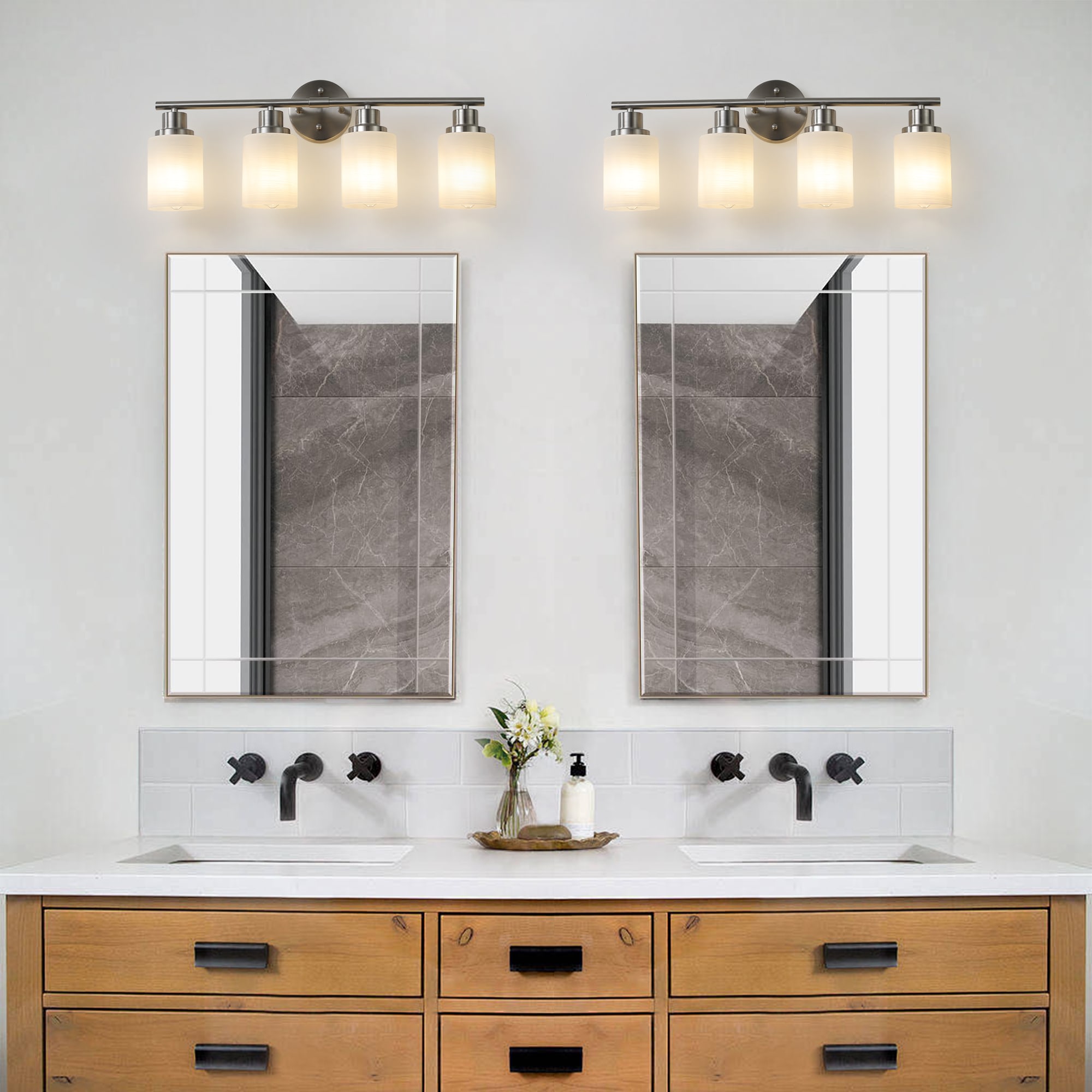 Poinic 24.4-in 4 Light Nickel Modern/contemporary Bathroom Vanity light - Image 4