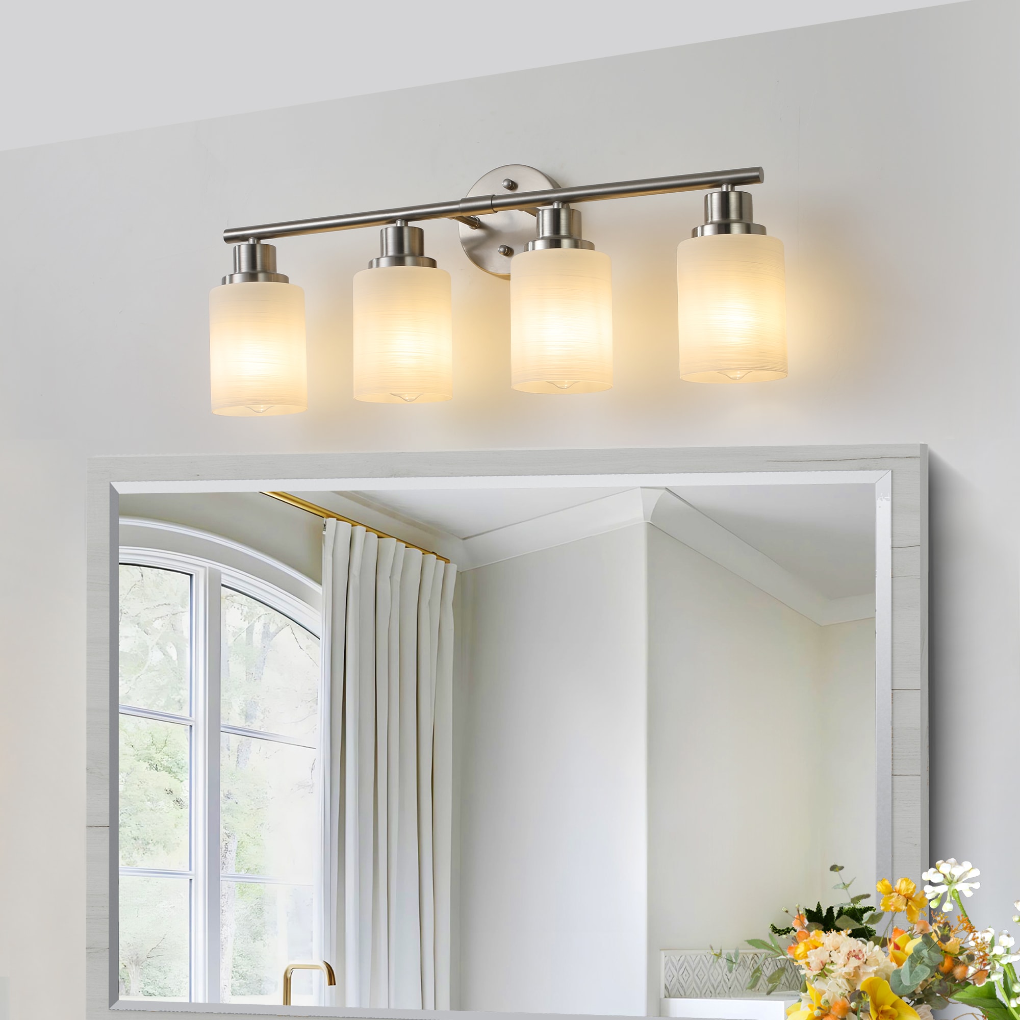 Poinic 24.4-in 4 Light Nickel Modern/contemporary Bathroom Vanity light - Image 5