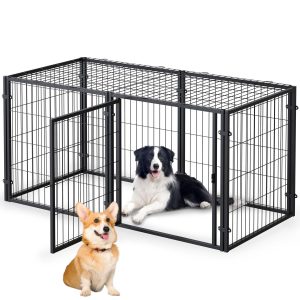 Garvee Heavy Duty Large Dog Crate 48-in Dog KennelPuppy Dog Playpen Pet Cage Pet Playpen Indoor Outdoor-Black