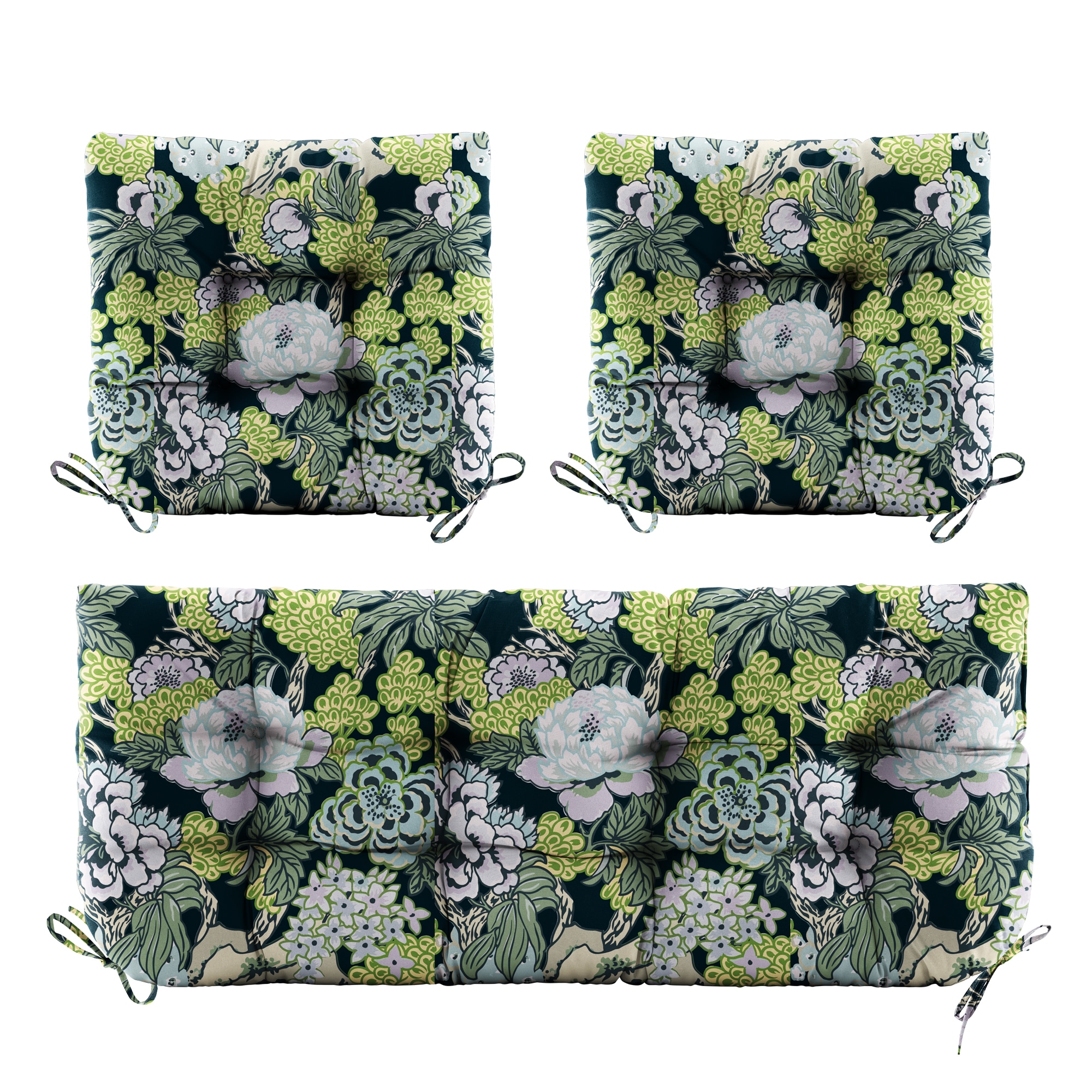 Artplan 3 Pieces Outdoor Chair Cushions Clearance with Ties 44x19x5 Inches-1 Love seat 2 U-Shape Tufted Patio Bench Cushions for Outdoor Furniture - Image 2