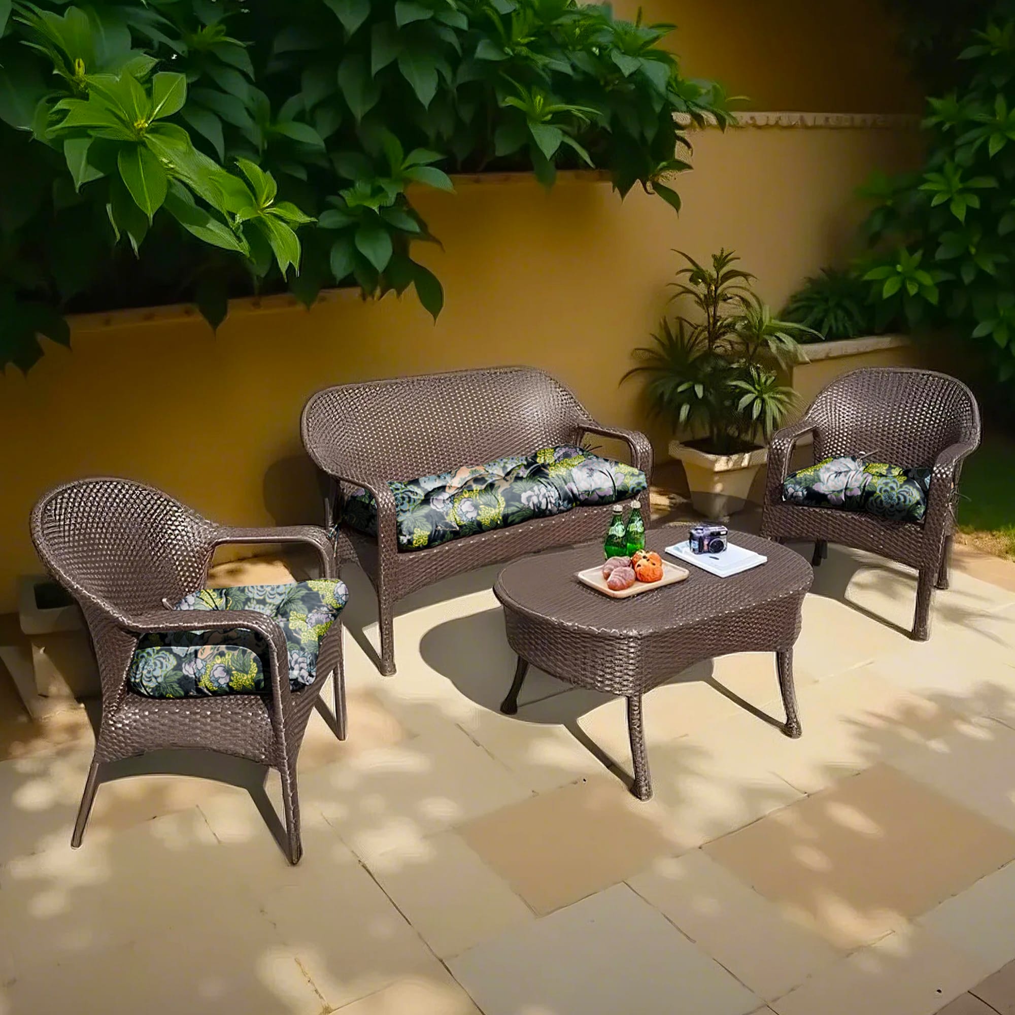Artplan 3 Pieces Outdoor Chair Cushions Clearance with Ties 44x19x5 Inches-1 Love seat 2 U-Shape Tufted Patio Bench Cushions for Outdoor Furniture - Image 5