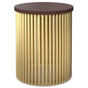 Simpli Home Demy Metal And Wood Accent Table In Cognac And Gold