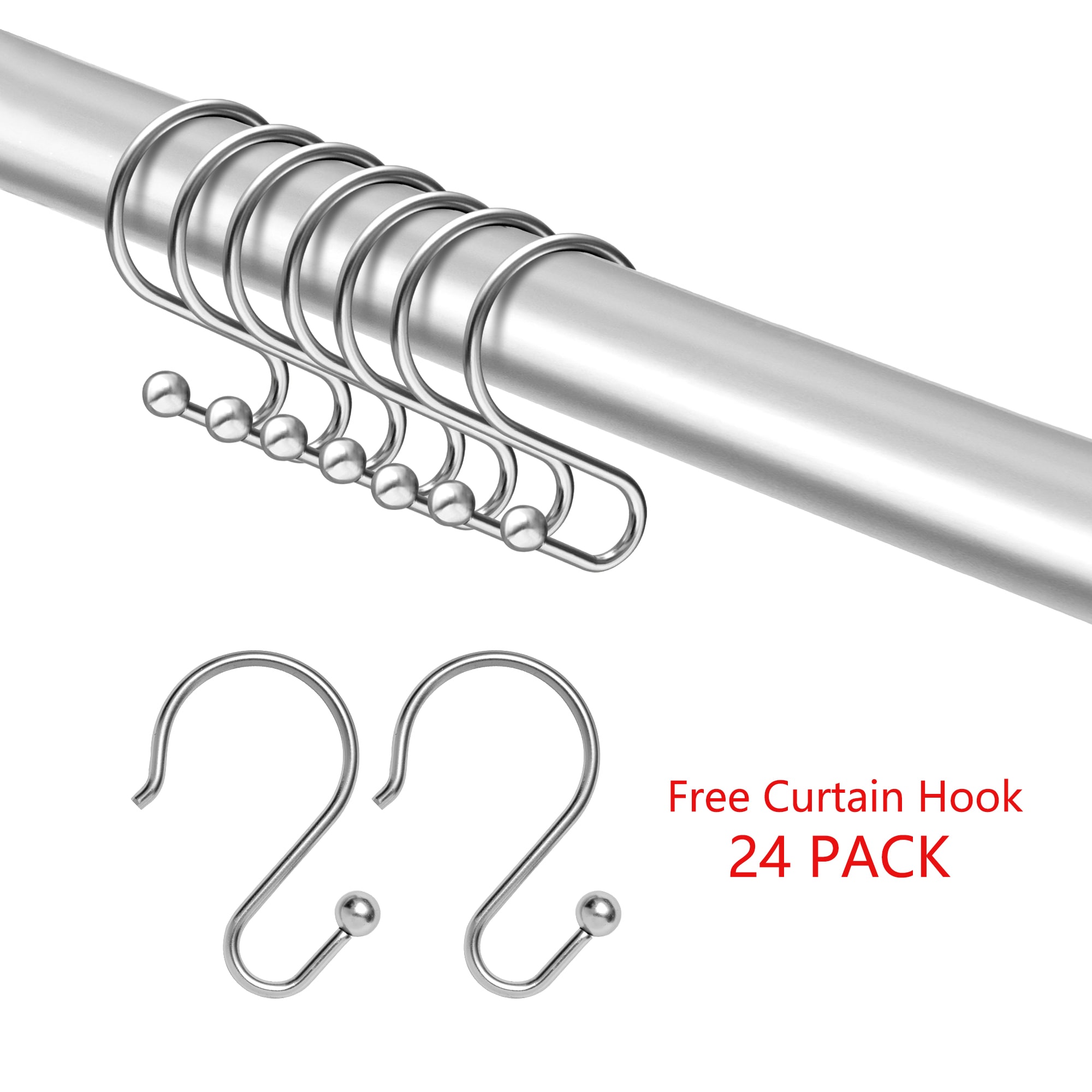 Utopia Alley Rustproof Aluminum Double L Shaped Shower Curtain Rod 72in L x 31.7in W with 24 Shower Hooks included and Ceiling Support Wall Mounted Chrome - Image 6