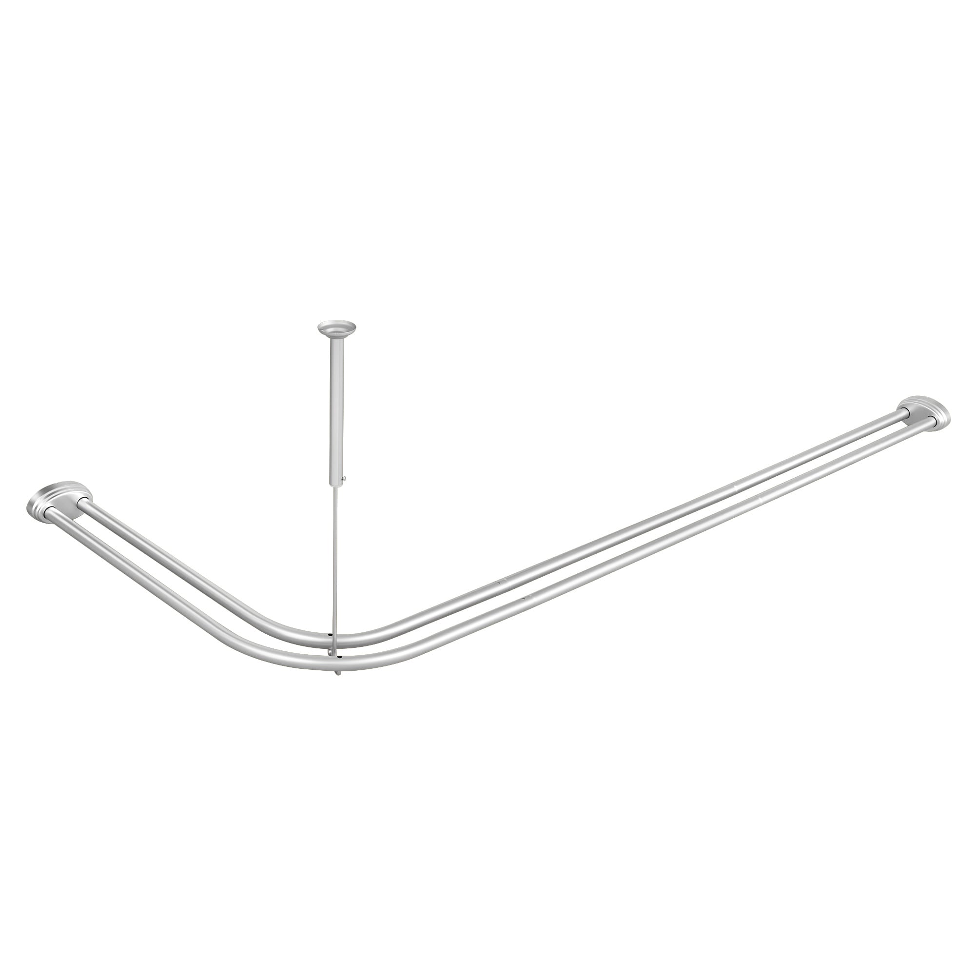 Utopia Alley Rustproof Aluminum Double L Shaped Shower Curtain Rod 72in L x 31.7in W with 24 Shower Hooks included and Ceiling Support Wall Mounted Chrome - Image 4