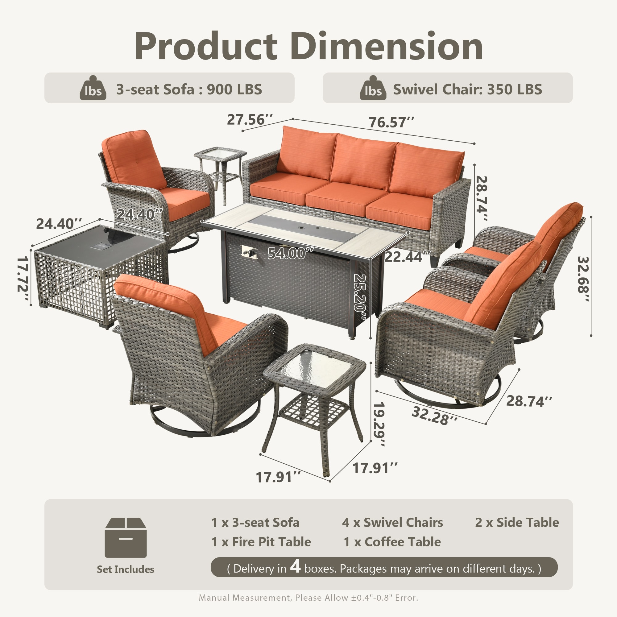 ALTRIGUS ALGRSGNC 9 -Piece Wicker Orange Patio Conversation Set - Image 13