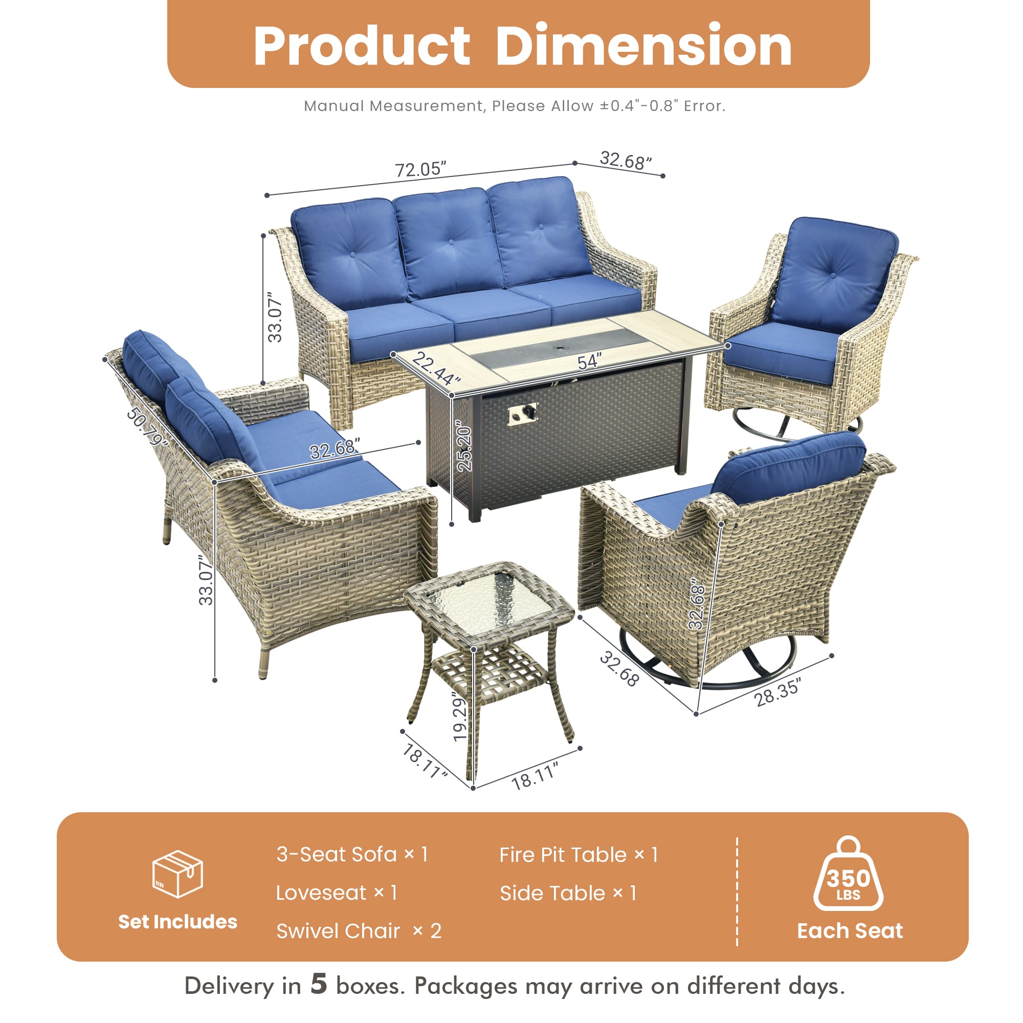 ALTRIGUS AL6PAD 6 -Piece Wicker Navy Patio Conversation Set - Image 10
