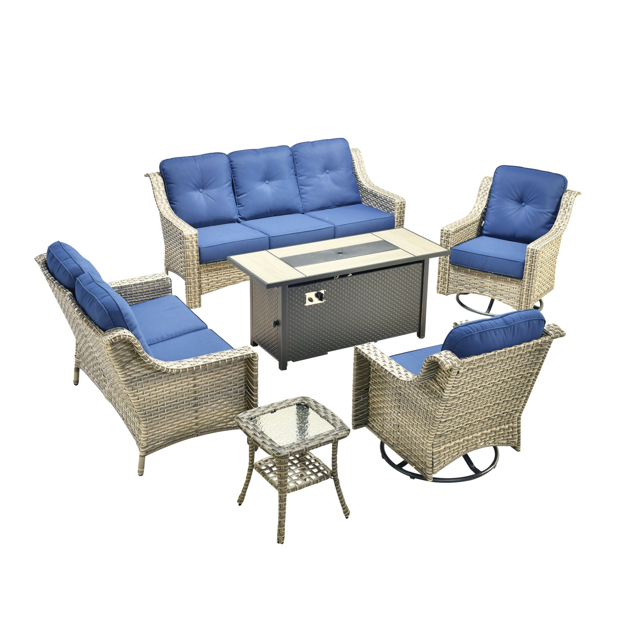 ALTRIGUS AL6PAD 6 -Piece Wicker Navy Patio Conversation Set - Image 11