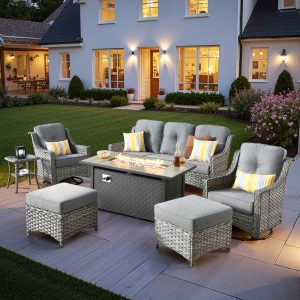 ALTRIGUS AL7PAD 7 -Piece Wicker Dark gray Patio Conversation Set