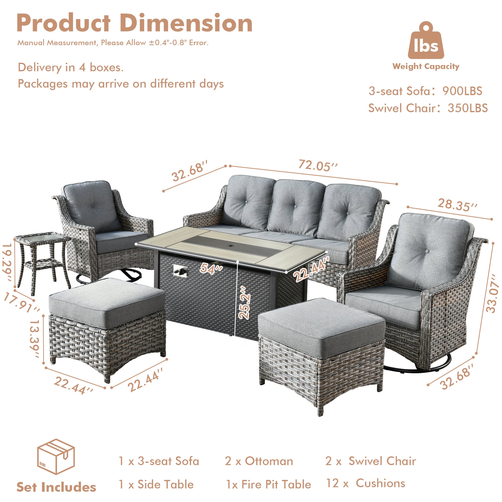 ALTRIGUS AL7PAD 7 -Piece Wicker Dark gray Patio Conversation Set - Image 12