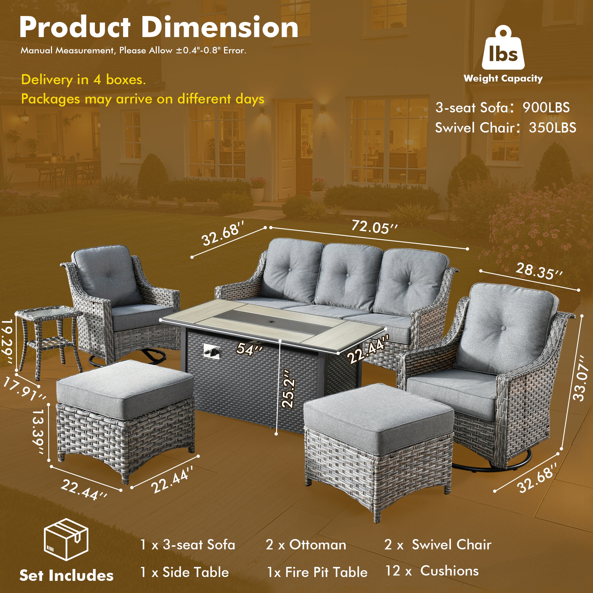 ALTRIGUS AL7PAD 7 -Piece Wicker Dark gray Patio Conversation Set - Image 11