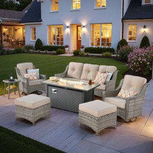 ALTRIGUS AL7PAD 7 -Piece Wicker Beige Patio Conversation Set