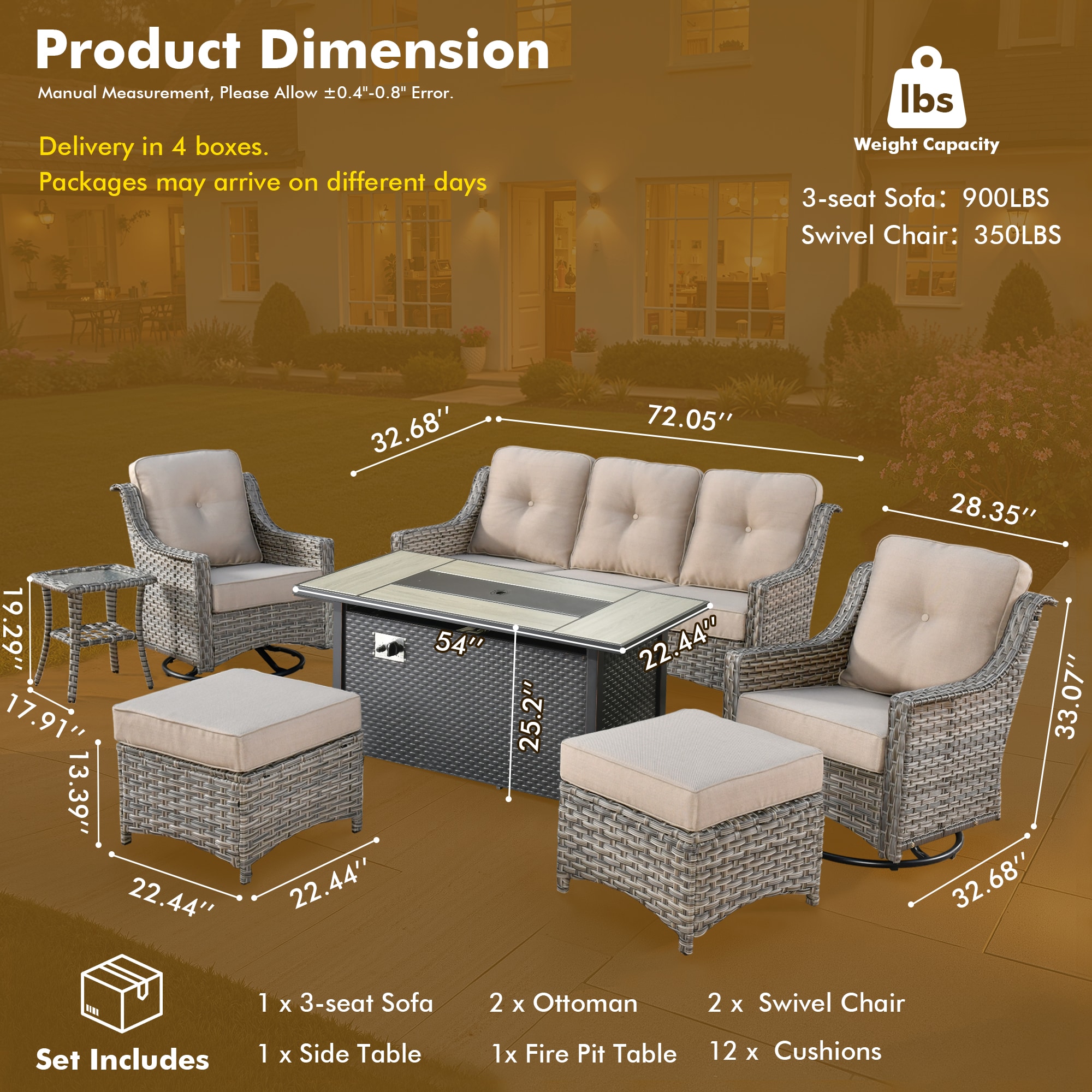 ALTRIGUS AL7PAD 7 -Piece Wicker Beige Patio Conversation Set - Image 11