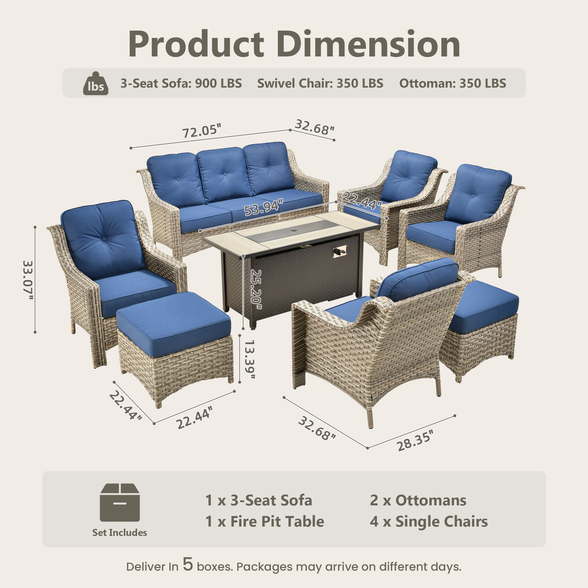 ALTRIGUS AL8PAD 8 -Piece Wicker Navy Patio Conversation Set - Image 8