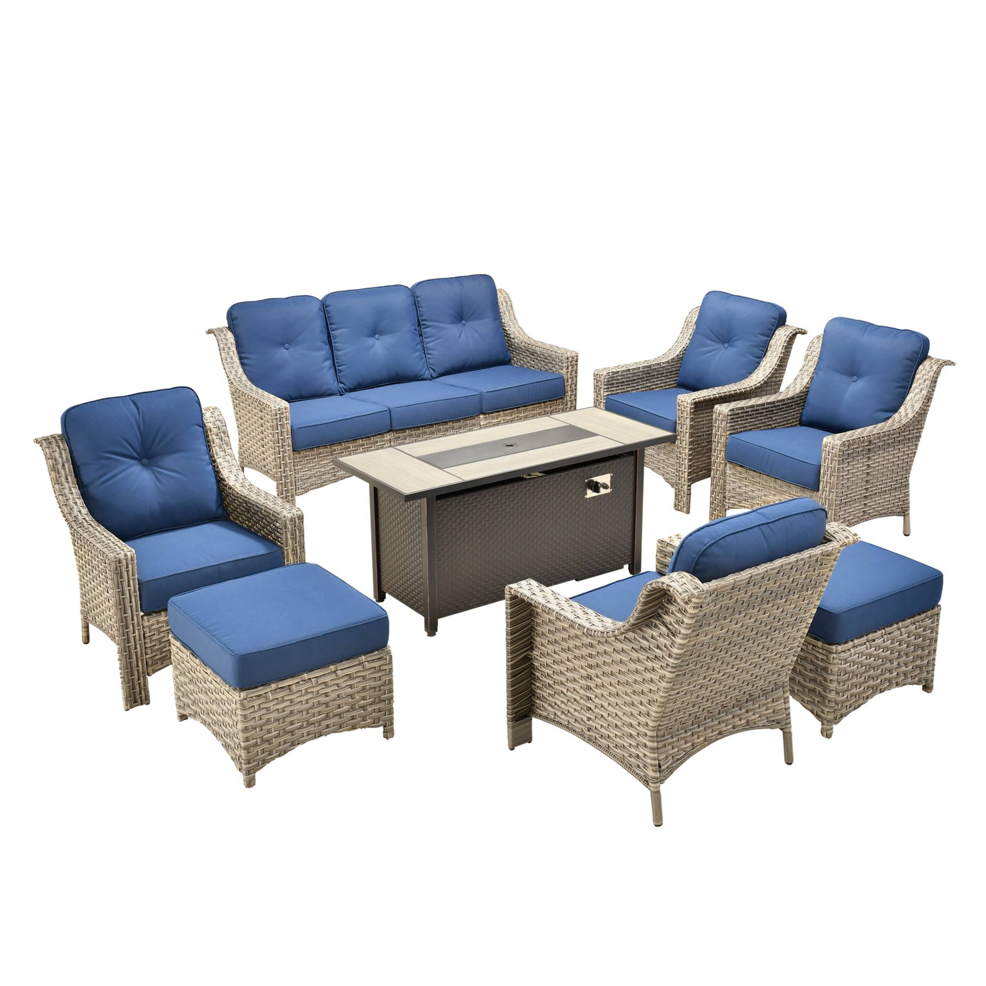 ALTRIGUS AL8PAD 8 -Piece Wicker Navy Patio Conversation Set - Image 9