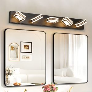 WELLFOR YX 33.5-in 5 Light Black Integrated LED Modern/contemporary Bathroom Vanity light