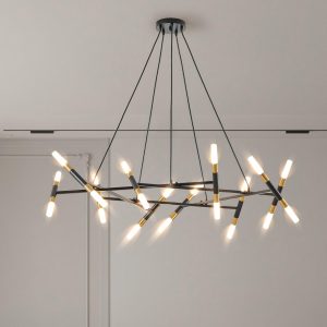 Sunrinx 20 -Light Black Acrylic Metal Chandelier
