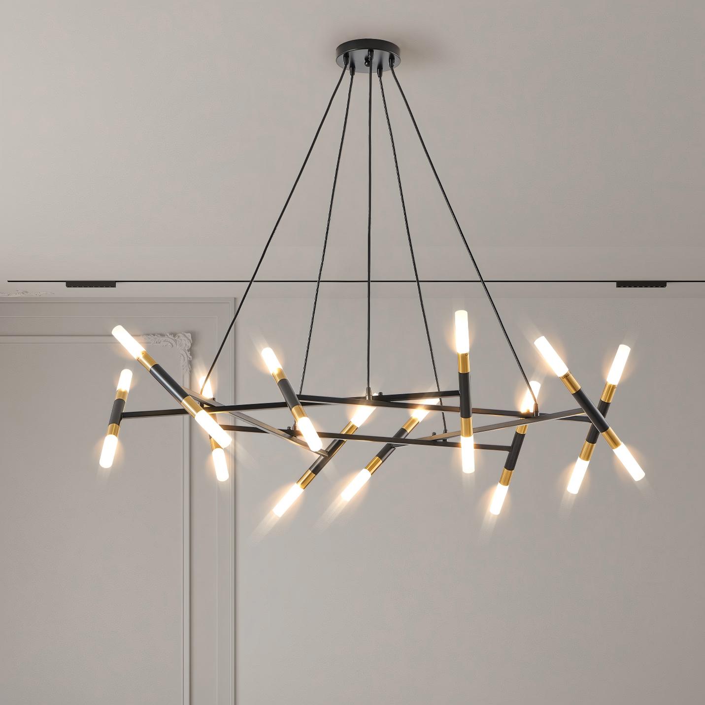 Sunrinx 20 -Light Black Acrylic Metal Chandelier