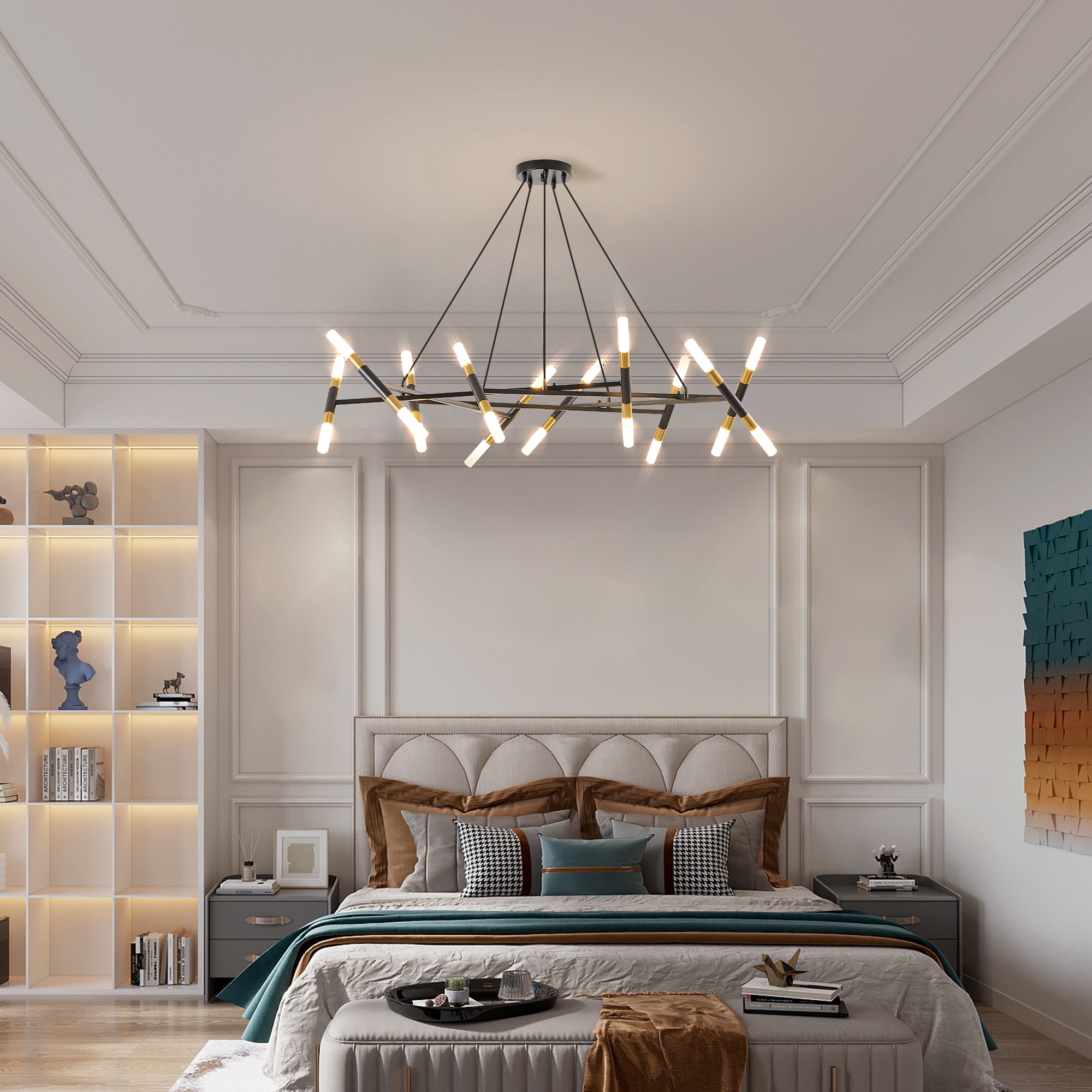 Sunrinx 20 -Light Black Acrylic Metal Chandelier - Image 7