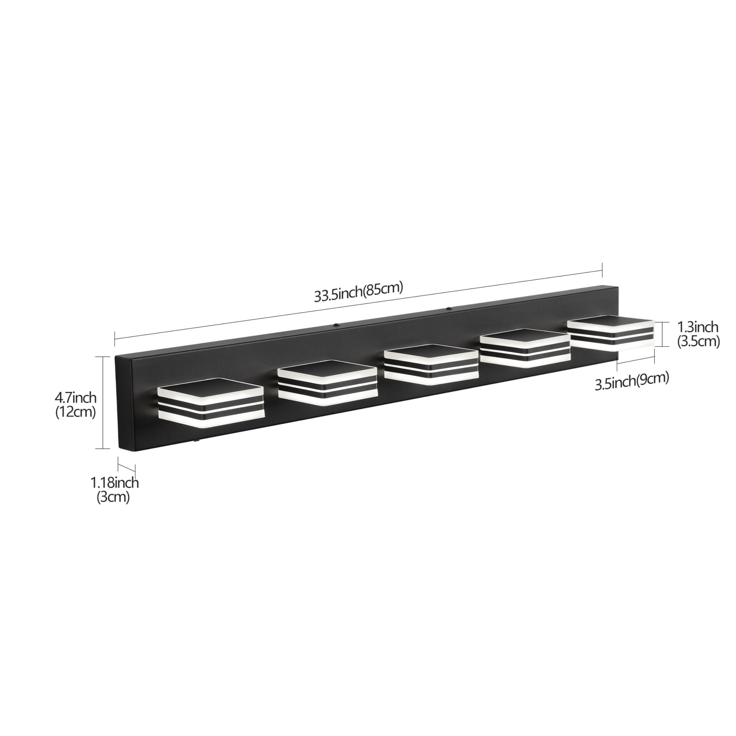 WELLFOR YX 33.5-in 5 Light Black Integrated LED Modern/contemporary Bathroom Vanity light - Image 6