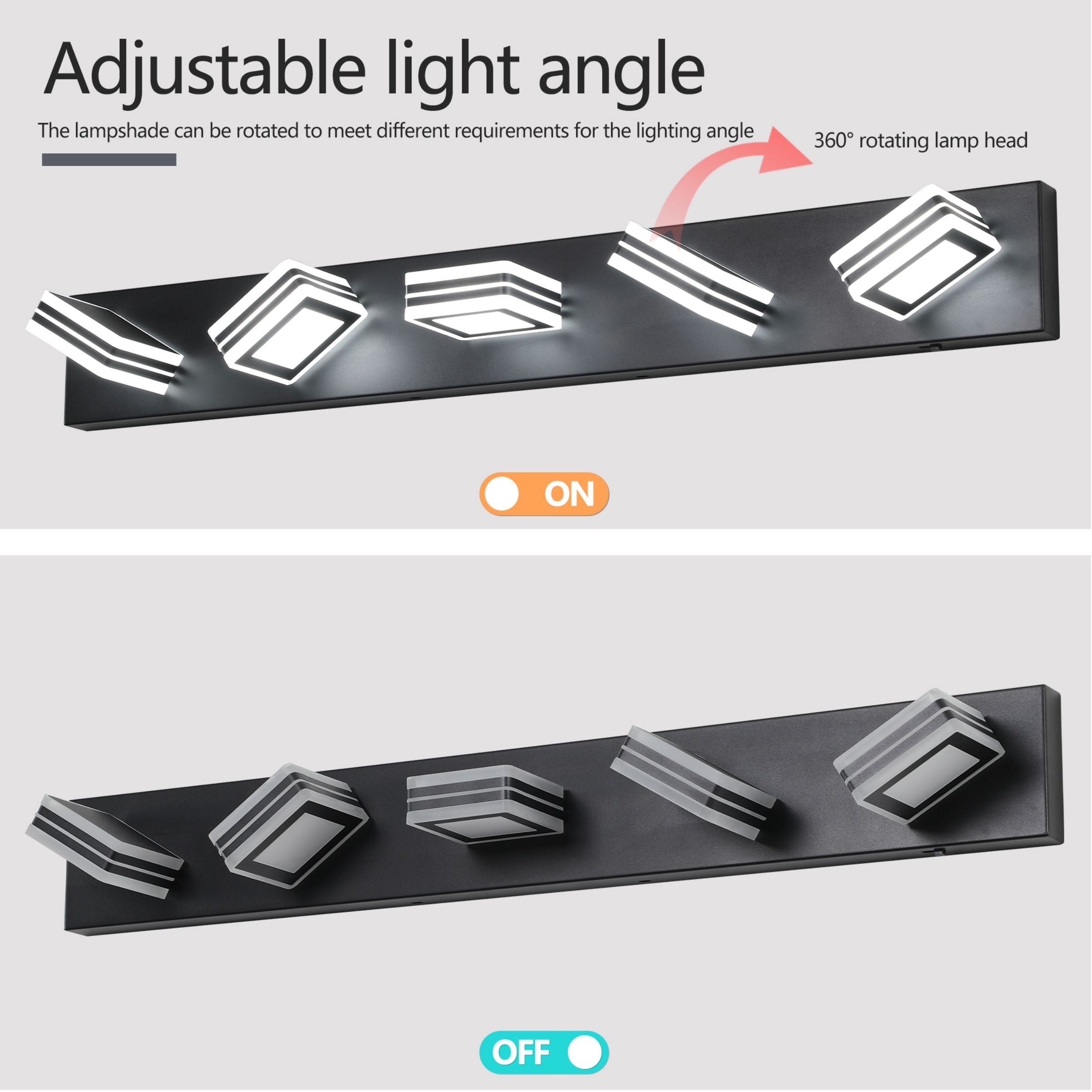 WELLFOR YX 33.5-in 5 Light Black Integrated LED Modern/contemporary Bathroom Vanity light - Image 3