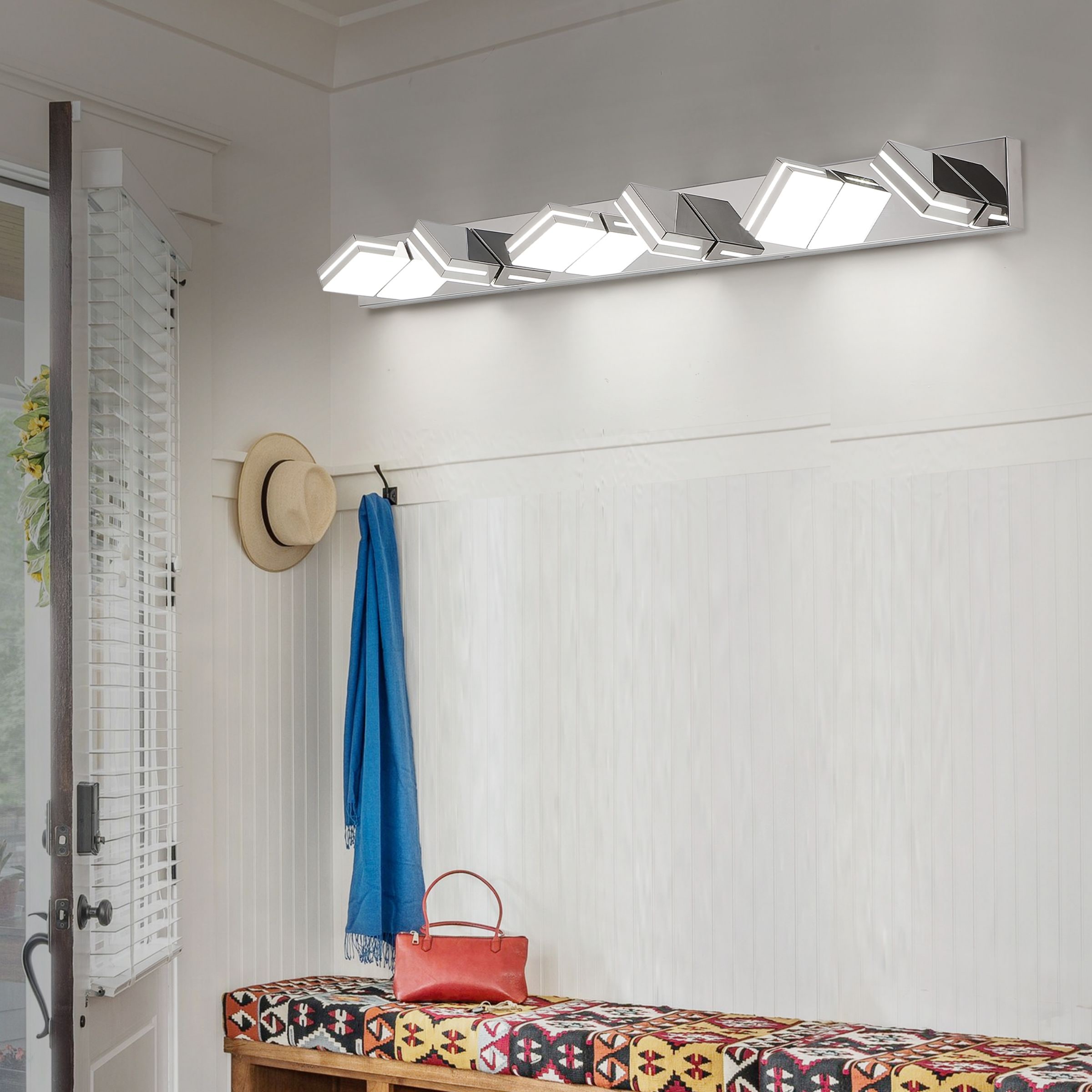 WELLFOR YX 47.2-in 6 Light Chrome Integrated LED Modern/contemporary Bathroom Vanity light - Image 7