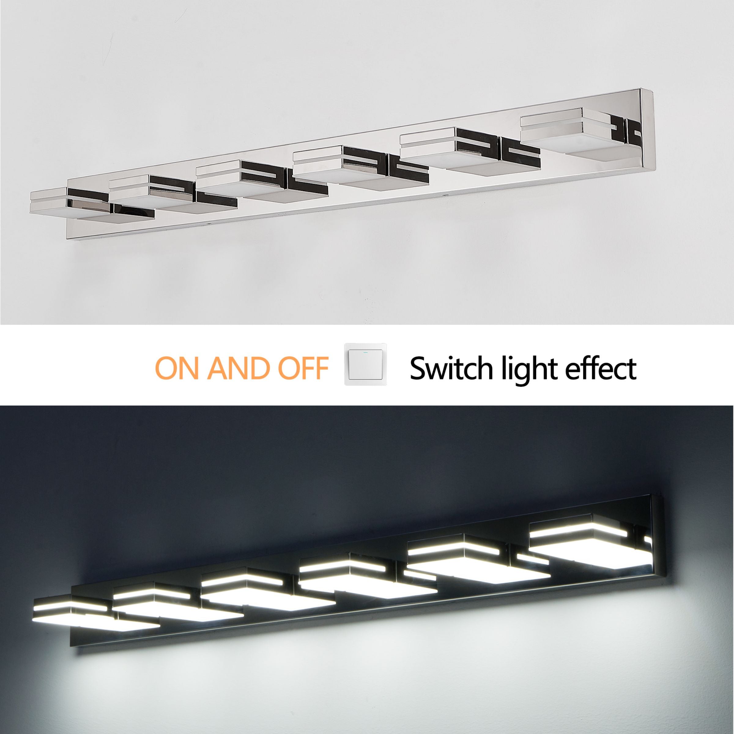 WELLFOR YX 47.2-in 6 Light Chrome Integrated LED Modern/contemporary Bathroom Vanity light - Image 4