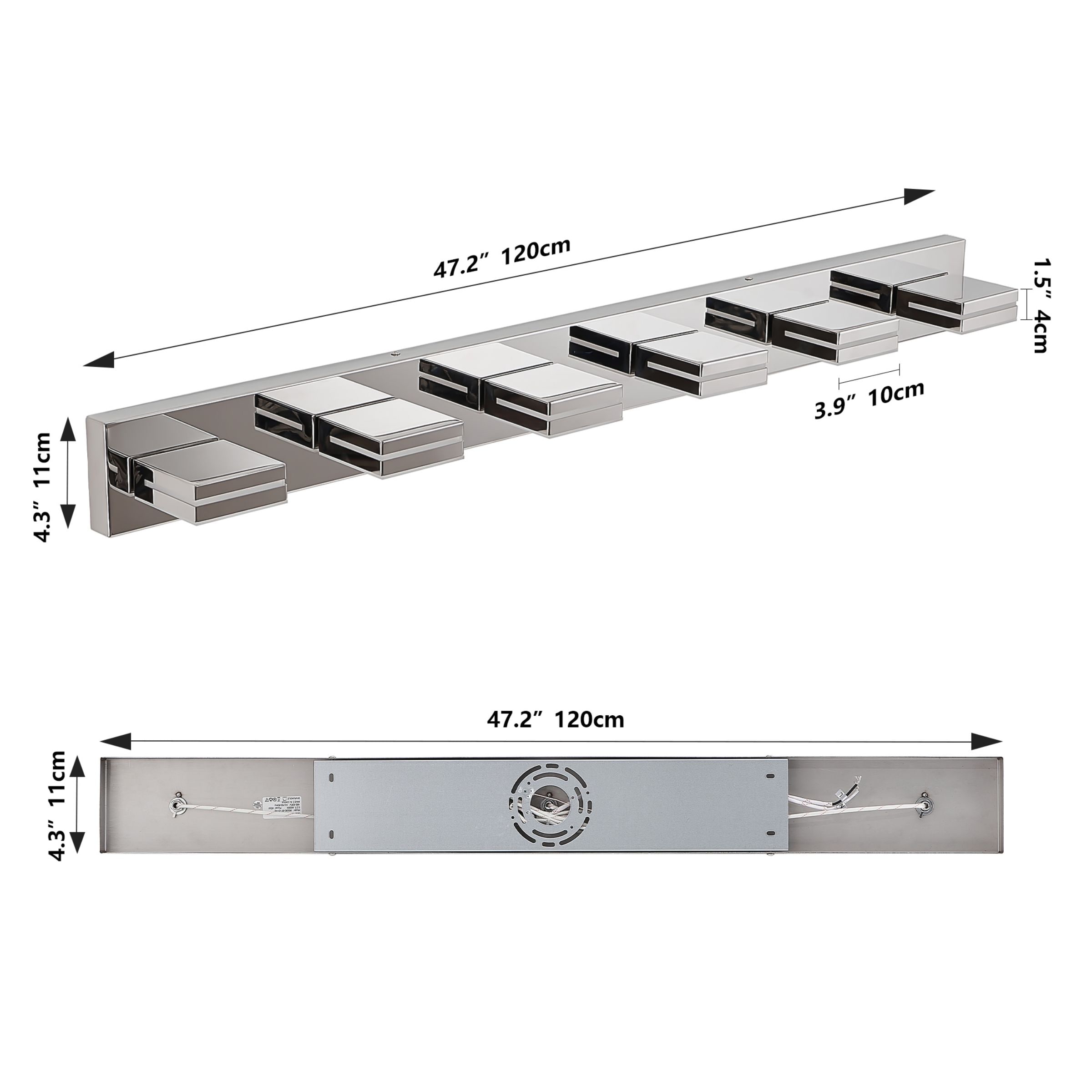 WELLFOR YX 47.2-in 6 Light Chrome Integrated LED Modern/contemporary Bathroom Vanity light - Image 6