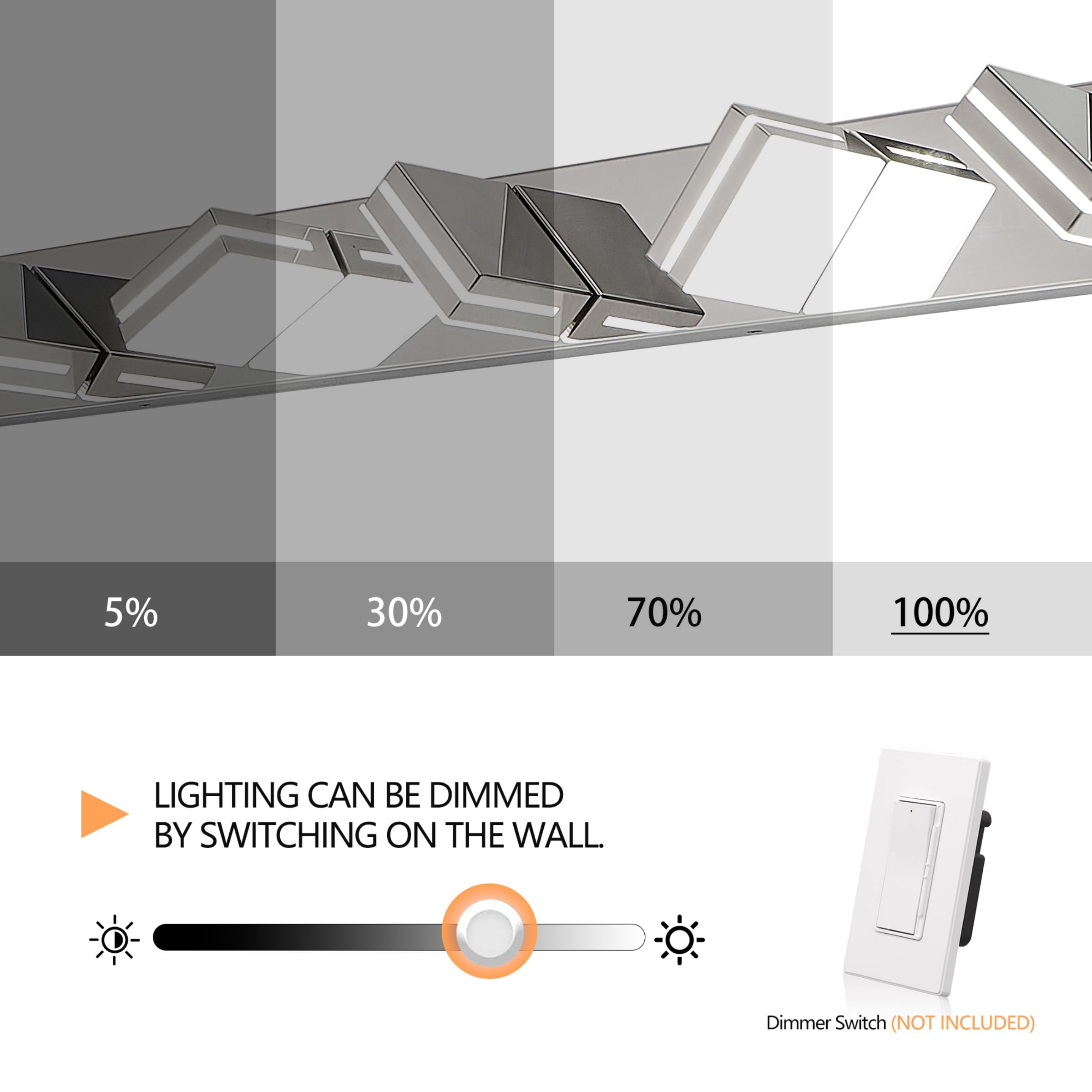 WELLFOR YX 47.2-in 6 Light Chrome Integrated LED Modern/contemporary Bathroom Vanity light - Image 3
