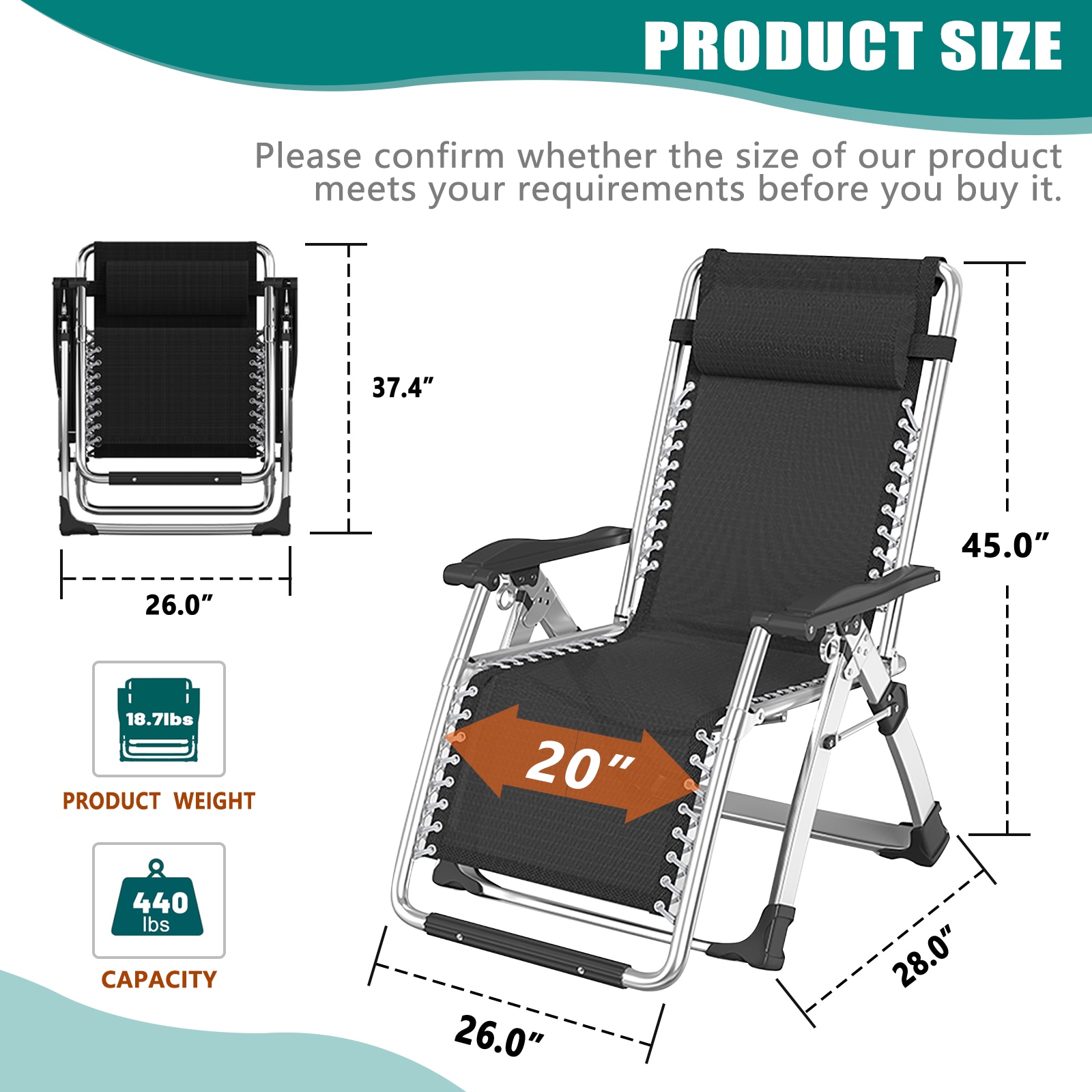 DOCRED Adjustable Zero Gravity Chair Premium Outdoor Lawn Folding Reclining Lounge Chair with Removable Cushion Headrest and Tray - Image 2