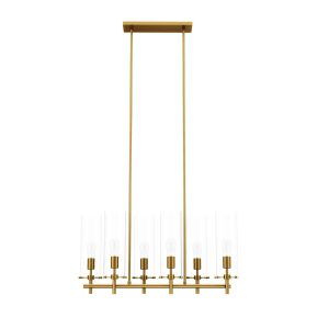 Modway  Skylark 6-Light Chandelier in Clear Satin Brass
