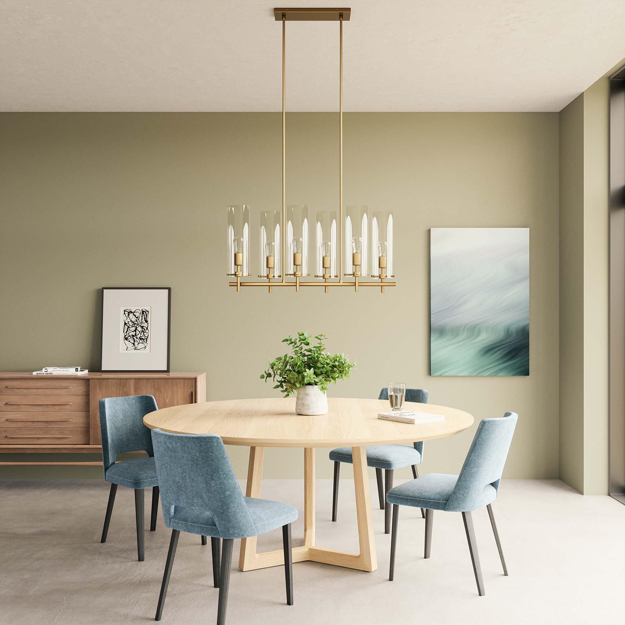 Modway Skylark 6-Light Chandelier in Clear Satin Brass - Image 9