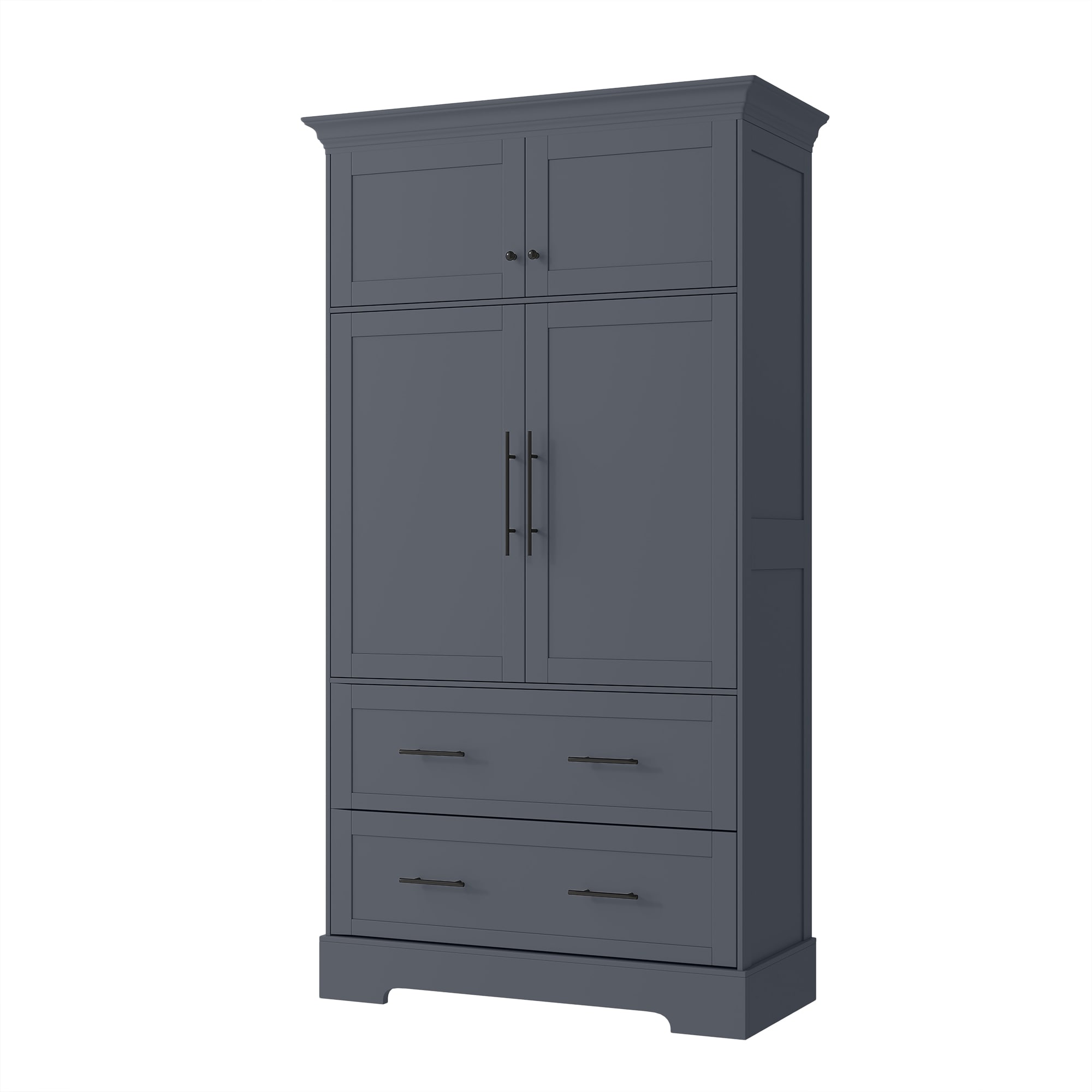 ModernLuxe Assembly Required Farmhouse Freestanding 40inchx18inchx72.6inch Kitchen Pantry 4 Doors Dining Storage Cabinet with Pullout Trays Drawers and Cake Pan Storage Organizer Grey - Image 14