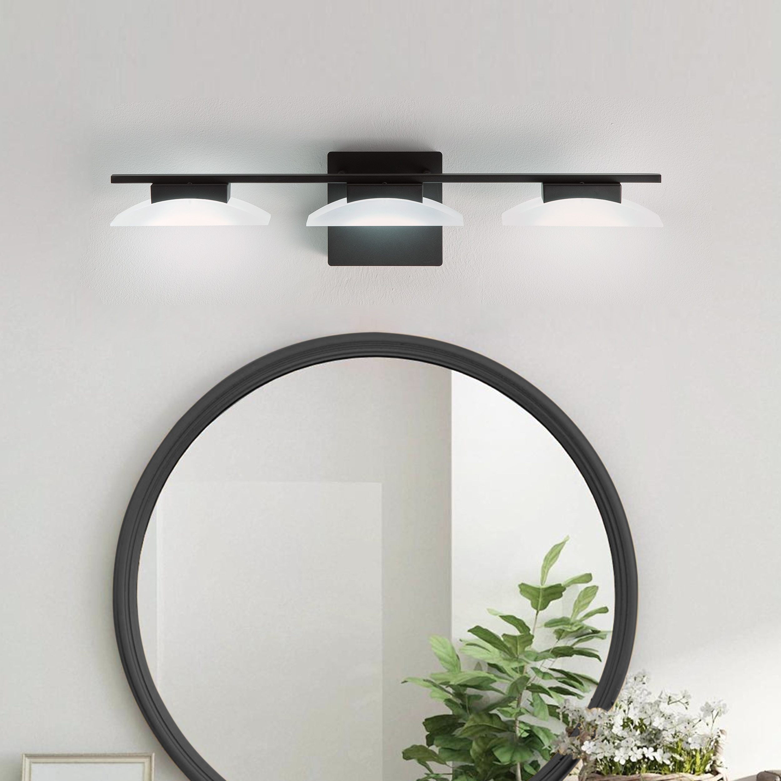 Aiwen 277.56-in 3 Light Matte Black Integrated LED Modern/contemporary Bathroom Vanity light