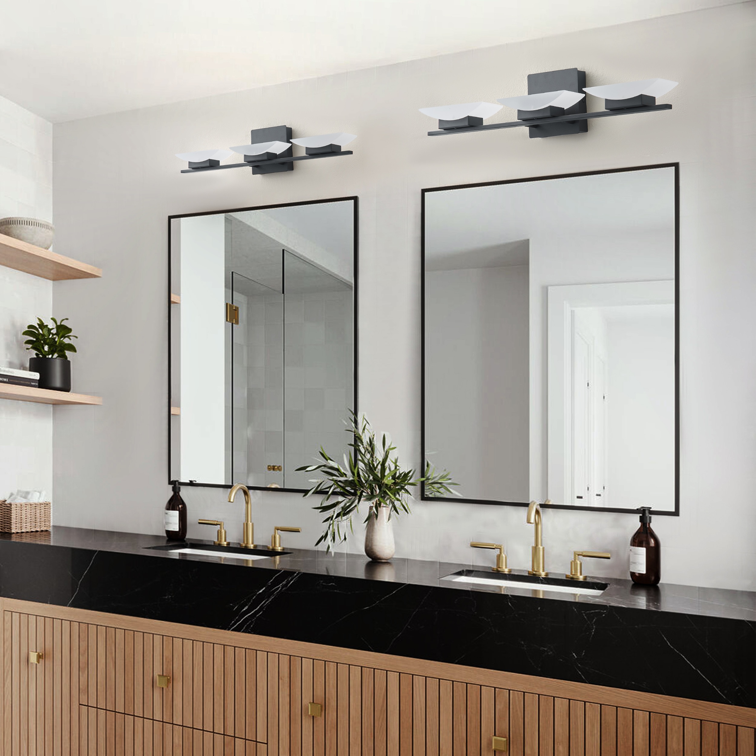Aiwen 277.56-in 3 Light Matte Black Integrated LED Modern/contemporary Bathroom Vanity light - Image 4