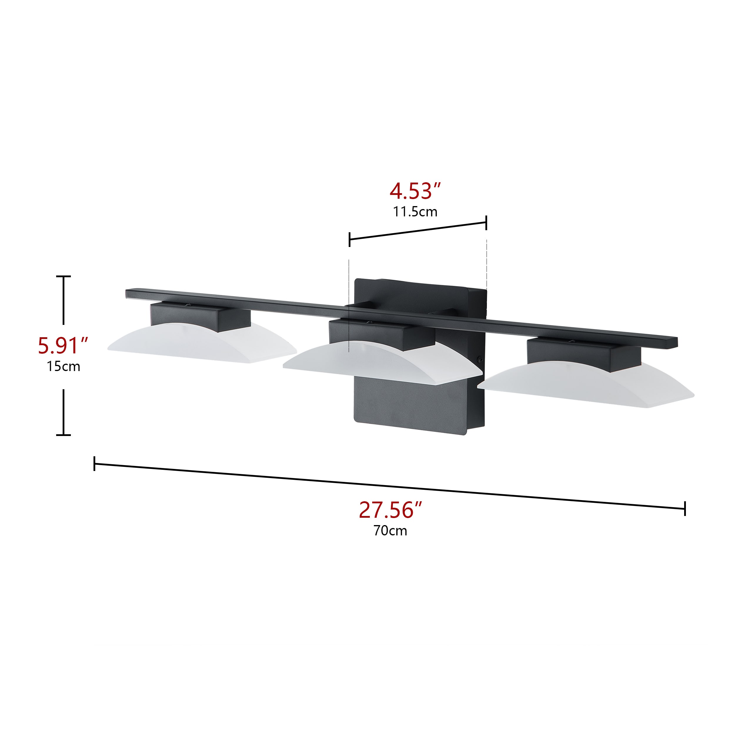 Aiwen 277.56-in 3 Light Matte Black Integrated LED Modern/contemporary Bathroom Vanity light - Image 8