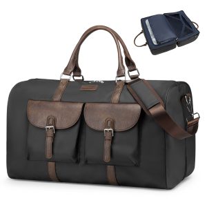 Unique Bargains Lay-Flat Travel Duffel Bag for Women and Men Stylish Carry-On Weekend Bag with Laptop Compartment and Wet/Dry Storage Black