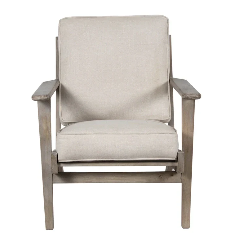 Handcrafted Amber Accent Chair with Slatted Mango Wood, Buffalo Leather Cushions, and Angled Legs - Image 38