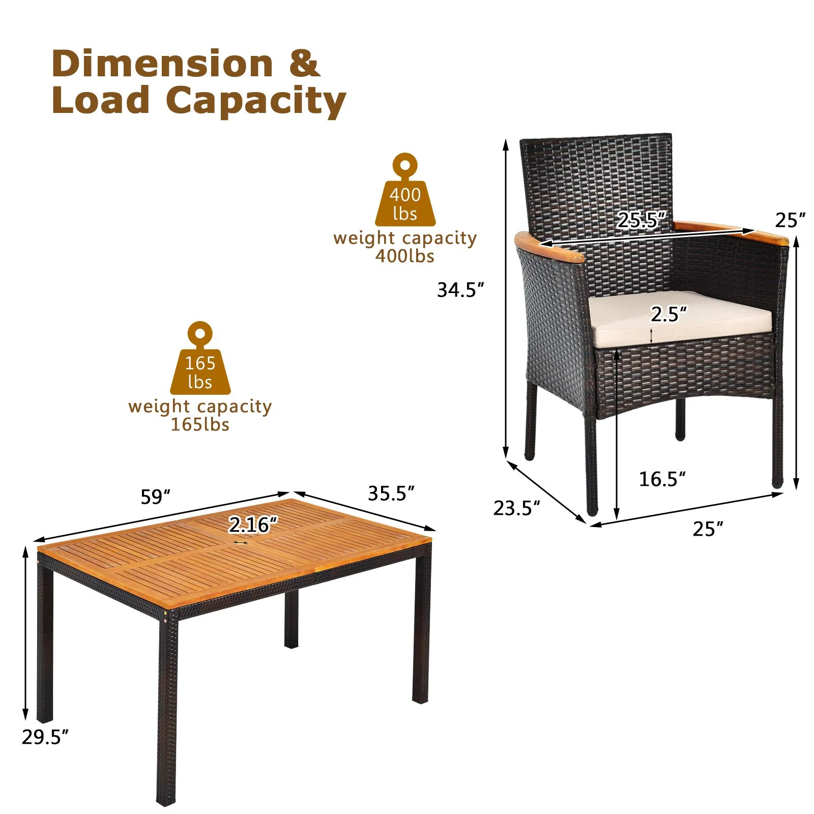 Tangkula 7 Pieces Patio Rattan Dining Set, Outdoor Conversation Set - Image 5