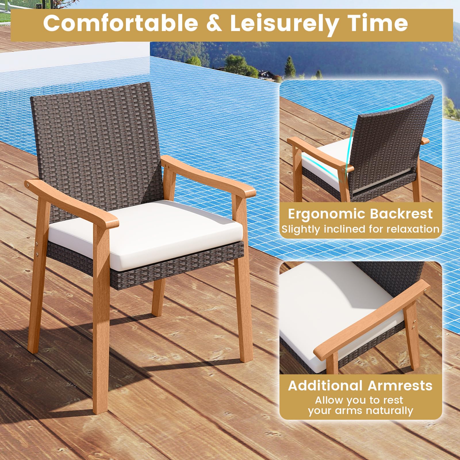 Tangkula 7 Pieces Patio Dining Table Set for Garden - Image 7
