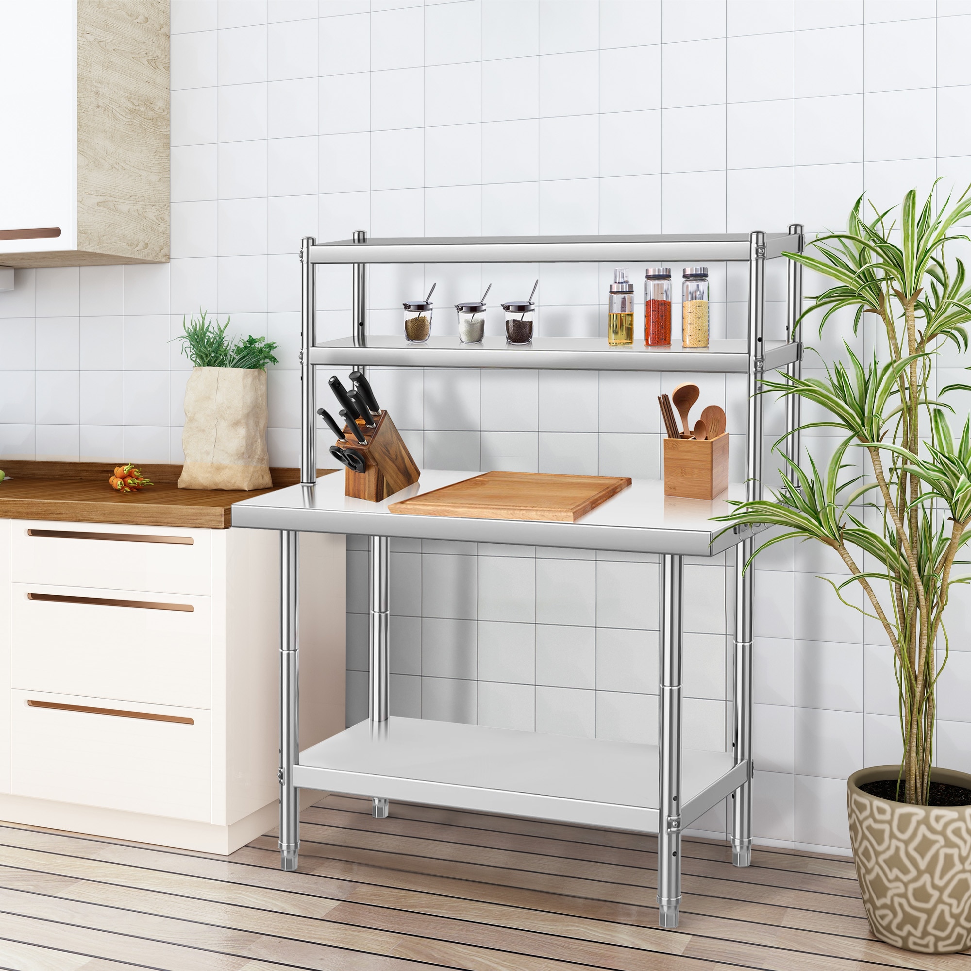 Garvee Stainless Steel Prep Table 48x24 Inch Commercial Kitchen Work Table with Adjustable Undershelf 1460 LBS Capacity for Restaurant Garage Home - Image 4