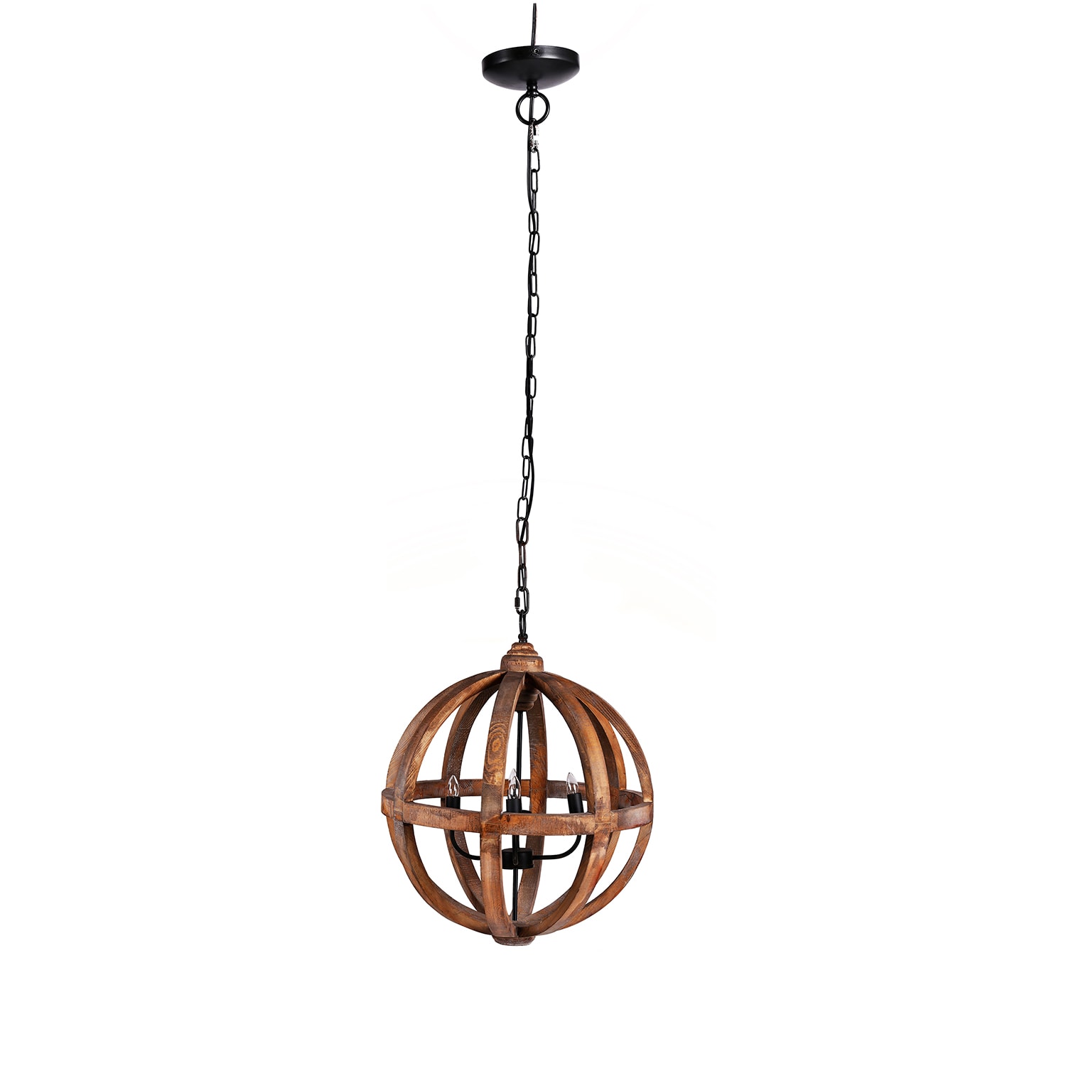 LUXEYARD 4 - Light Wood Chandelier Hanging Light Fixture with Adjustable Chain for Kitchen Dining Room Foyer Entryway Bulb Not Included - Image 2
